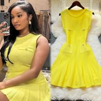 Vestido Corto Plisado De Moda Verano 2025 Para Mujer YuooMuoo Con Cuello Redondo Y Cintura Ajustada Vestido De Fiesta A-line Streetwear - details 0