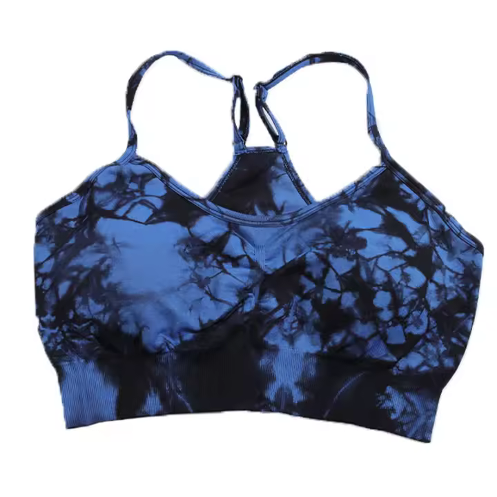 CHRLEISURE Sujetador Deportivo Para Mujer Con Almohadillas De Pecho Estilo Atacado Tejido Elástico Vestido De Gimnasio Transpirable Top De Entrenamiento - 1