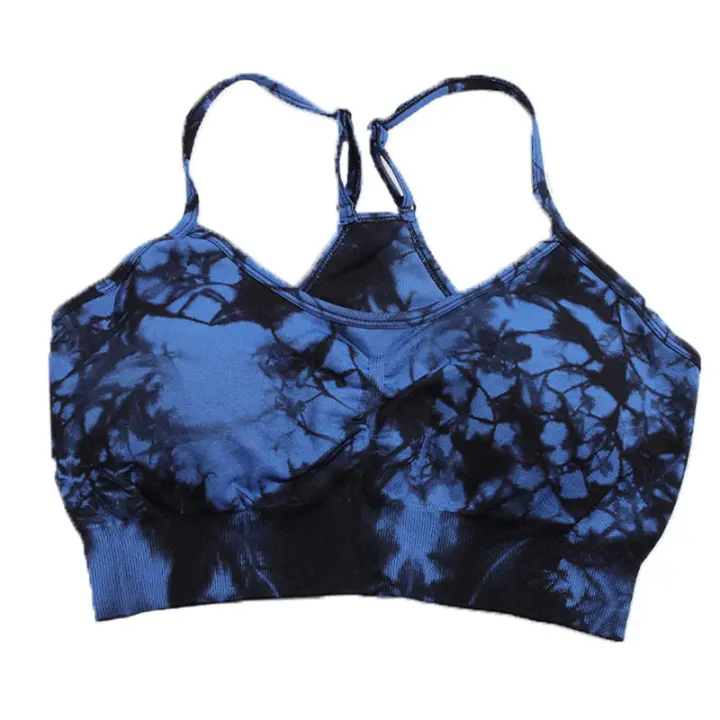 CHRLEISURE Sujetador Deportivo Para Mujer Con Almohadillas De Pecho Estilo Atacado Tejido Elástico Vestido De Gimnasio Transpirable Top De Entrenamiento - 1