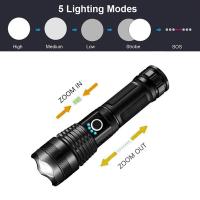 Linterna Táctica LED Potente Recargable USB Con 5 Modos Zoomable Para Camping Exterior Emergencia Batería 26650 Luz Nocturna Resistente Al Agua - details 7