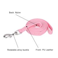 Correa De Perro Pequeño De Cuero Suave Para Chihuahua Yorkishire Pug Gatos Caminar Rosa Con Cierre Rápido Y Malla Aliviador - details 1