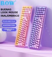 Teclado Inalámbrico Ergonómico 2.4G 106 Teclas Retro Con Teclas De Capa Redonda Función Multimedia Para PC/Laptop/Desktop - details 0