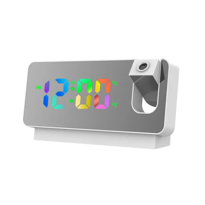 LED Digital Projection Alarm Clock 180° Rotation USB Electronic Ceiling Projector Alarm Clock For Bedroom Bedside Desktop Clock - 1