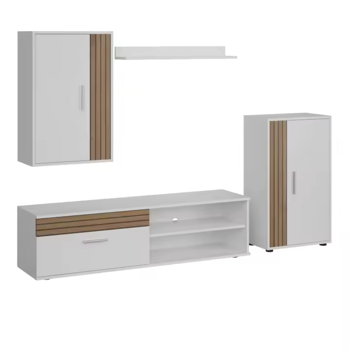 Miroytengo Mueble de Salón Comedor Koln Estilo Nórdico Armarios y Mueble TV Color Blanco Mate y Roble Tablilla 190 cm - 1