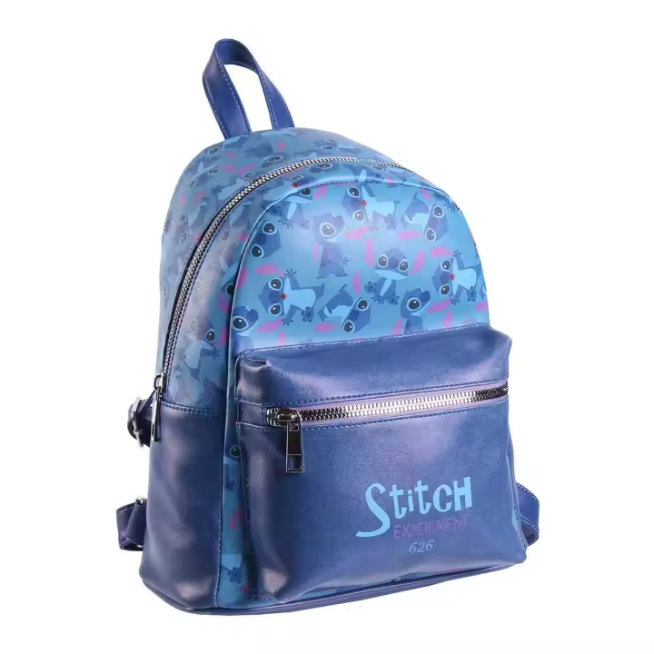 Mochila Casual Polipiel de Stitch, Azul, Pequeña-Mochila Mini Perfecta para Llevar Todas Tus Cosas ordenadas - 1