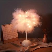Lámpara De Mesa LED Con Diseño De Plumas Para Niños - Portátil Y Ideal Para Decoración De Dormitorio Tamaño 1PC Fuente De Alimentación Batería - details 7