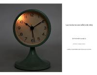 Reloj despertador analógico de metal Silencioso Negro con soporte desmontable Retro - details 2