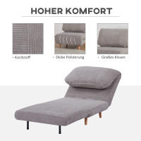 Sofá Cama 2 en 1, sillón Cama, Tapizado, Estilo Moderna, Tecnología, Experiencia inteligente, Ajuste continuo de 15 °-160 °, Colchón plegable ajustable, Cama de invitados, Cama plegable, aspecto de dormitorio de pana, Salón, Gris Claro - details 4