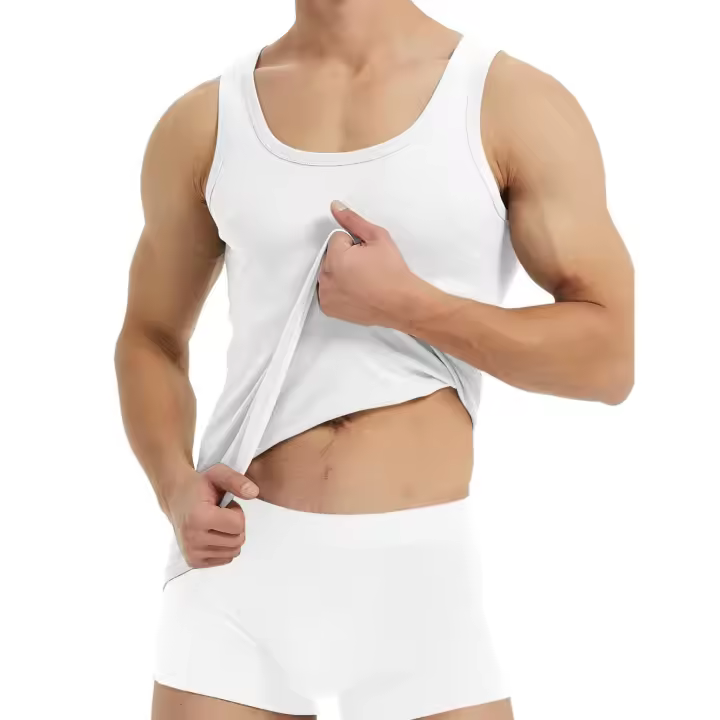 Camiseta de Tirantes para Hombre, Camiseta de Tirantes  color blanco de Algodón, camiseta tirantes hombre - 1
