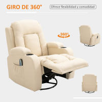 HOMCOM Sillón de Masaje Reclinable hasta 150° Silla para Relajación Sillón Relax con 8 Puntos de Masaje Vibrante Función de Calefacción Lumbar Mando a Distancia 85x94x104 cm - details 2