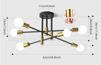 Candelabro De Techo Moderno Nórdico Simple Ramas Negro Oro LED Para Restaurante Pasillo Balconada Iluminación Metálico E27 - details 6