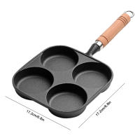 Sartén Antideslizante Con Manija De Madera 3/4/5 Agujeros Para Huevos Tortitas Steaks Y Burgers Herramienta De Cocina Para Desayuno - details 8