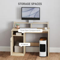 HOMCOM Escritorio con Estantería Moderno Escritorio con Puerta Compartimentos Abiertos y Soporte para Monitor Mesa para Estudio Dormitorio Hogar Oficina 108x50x94 cm - details 3