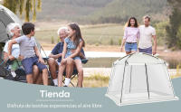 Carpa de Jardín 3x3 m Cenador para 6-8 Personas con 4 Mosquiteras y 2 Puertas Protección UV50+ y Bolsa de Transporte Carpa para Camping Terraza Patio Exterior Blanco - details 0