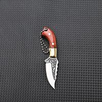 Cuchillo Pequeño De Acero Inoxidable Con Mango De Madera Y Estuche De Cuero Mini Portátil Para Camping Y Uso Diario Color Bronce - details 9