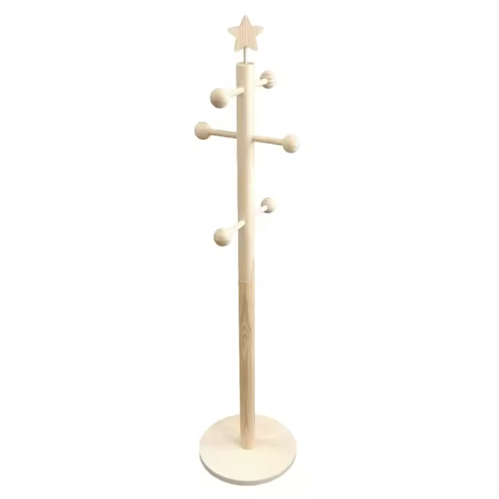 Percha árbol Infantil Estrella Greca en Madera de Pino y Chopo Crudo - 1