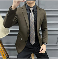 Chaqueta De Patoleta Verde Rayada Para Hombre Alta Calidad Moda Senior Primavera Otoño Casual Elegante Para Negocios - details 5