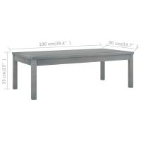 vidaXL Mesa de centro de madera maciza de acacia gris 100x50x33 cm - details 5