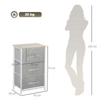 HOMCOM Cómoda con 3 Cajones de Tela, Cómoda para Dormitorio, Marco de Acero, Cajonera para Salón, Oficina, Vestidor, Gris - details 2