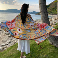 Bufanda De Playa Bohemia Para Mujer Pashmina Floral Estilo Fashion Verano Hijab Envoltura Echarpe Decorativa Polyester Sin Costuras - details 11