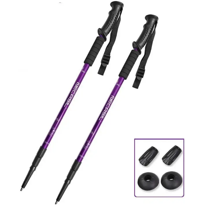 2PCS Pólipos De Trekk Ing Ultraligeros De Aleación De Aluminio Bastones De Caminar Plegables Para Senderismo Y Carreras Por Terrenos 135cm - 1