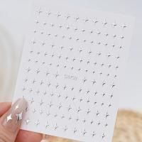 6 Hojas De Estampados De Uñas Metálicos Plateados Con Estrellas 3D Y Cadena De Metal Decoraciones Adhesivas Para Uñas - details 1