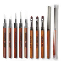 Pincel De Dibujo Para Uñas Con Mango Redondo De Madera 1PC Herramienta Para Manicura Pintura Gradient UV Extensión GEL Constructor Dibujo Pluma - details 0