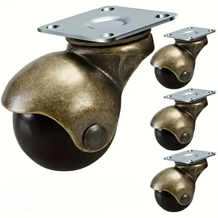 Ruedas De Silla De Oficina Con Giradiscos Universales De Cobre Antiguo 2'' Ruedas De Caster De Bola En Cobre Antiguo Y Latón Para Muebles - 1