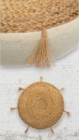 Cojín de Suelo 'Rituality' de Yute D. 38cm - Atmosphera Créateur d'Intérieur  Redondo  Original Accesorio Boho y Escandinavo  Comodidad Adicional para Hogar y Visitas  Cojín de Asiento y Decoración  Estilo Natural y Elegante - details 1