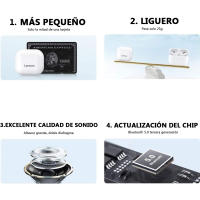Auriculares Inalámbricos Lenovo LP40 TWS Bluetooth 5.0 Resistente Al Agua - Soni micrófono incorporado, impermeables, para iOS/Android,con control táctil y caja de carga de 230 ,audífonos TWS con Bluetooth 5,0,modo de reposo 300 mAH Envío Rápido 24/48h - details 1