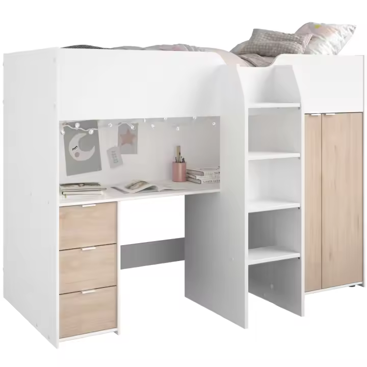 Miroytengo Cama Funny Dormitorio Juvenil o Infantil en Color Roble Jackson Y Blanco Mate 203x146x95 cm - 1