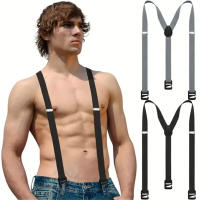 Suspensión Para Hombres 2.5cm Ancho Con 3 Gancho Creativo Ajustable Moda Pantalones Casuales Suspenders De Poliéster - details 0