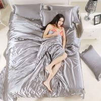 Juego De Cama Nórdico De Seda Satinada Con Fundas De Almohada Y Sábana Cubierta De Edredón Lujo Sólido Para Pareja Tamaño Grande - details 25