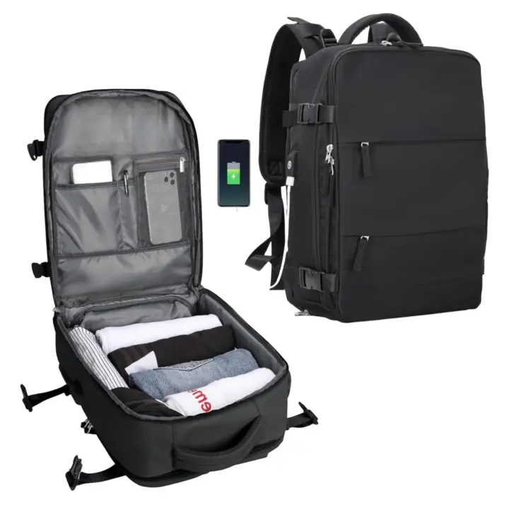 Mochila para Portátil con Conector USB integrado,48L,Mochilas en 2 Colores con Agarre de Mano para Viaje  Múltiples Bolsillos (1288-001 2210 FLASH 1999 F6) - 1