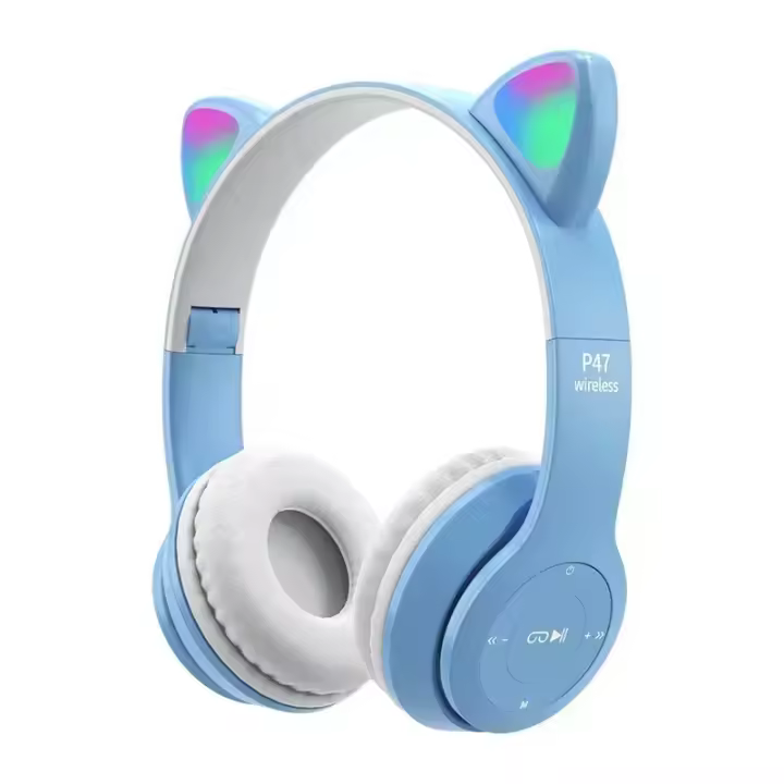 Auriculares De Juego Inalámbricos P47M Con Orejas De Gato Luminosas Y Micrófono Control LED Estéreo Para Teléfono Bluetooth Regalo - 1