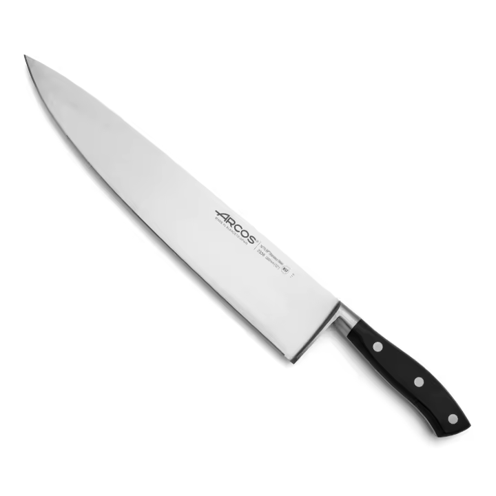 Arcos Cuchillo Chef Forjado Acero Inoxidable. Cuchillo Cocina Profesional Multiusos Cortar Carne y Verduras. Mango Ergonómico Polioximetileno y Hoja 300mm. Serie Riviera. Color Negro. - 1