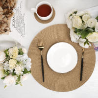 Juego De 6 Tapetes Redondos Tejidos a Mano Para Mesa De Comedor Estilo Moderno Ecológico No Eslipantes Lavables Para Navidad Y Halloween - details 9