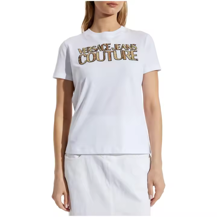 Camiseta VERSACE JEANS COUTURE con Logo de Lentejuelas en el Pecho Color Blanco - 1