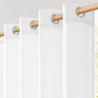 Cortinas de lino blanco para sala de estar, dormitorio moderno, 2 piezas, 150 x 250 cm, cortinas semitransparentes y tul para dormitorio de adolescentes, hermosas cortinas para comedor con ojales. - details 1