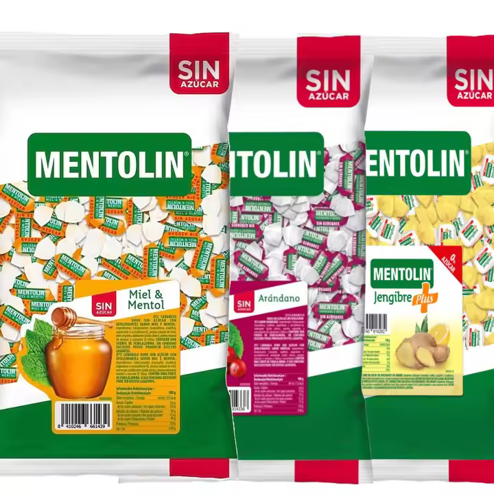 MENTOLIN PACK 3 Kg caramelos sin azúcar garganta Miel Mentol & Arandano & Plus Jengibre - 1