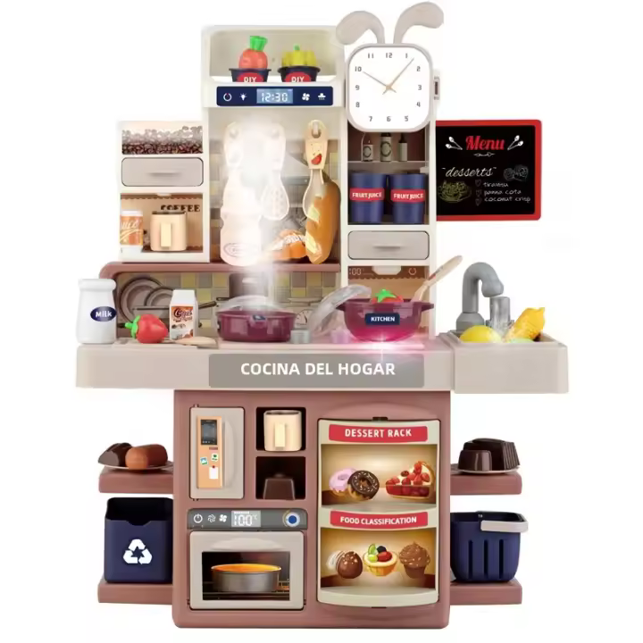 Juego De Cocina Para Niños Con Iluminación Y Sonido Juguete Educativo De Simulación De Trabajo Del Hogar Regalo Para Niños De 2 a 6 Años Incluye Utensilios De Cocina Y Alimentos - 1