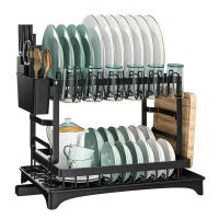 WellHome Escurreplatos de Tres Niveles color Negro – Organizador de Platos de Gran Capacidad para Cocina y Fregadero - details 7