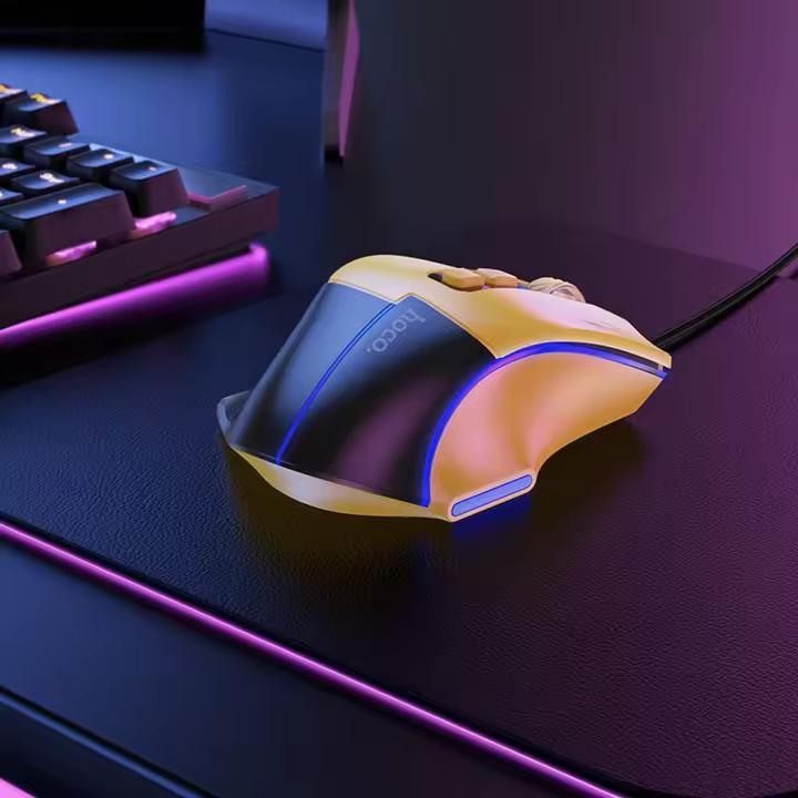 Ratón Gaming HOCO 3600 DPI - Precisión y Velocidad para Ganadores | USB-A | Negro y Amarillo - 1