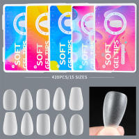 PINPAI 420PCS Uñas Postizas De Gel Mate Almendro Coffin T Forma Cubiertas Completas Falsas Uñas Capullos De Gel Artificial Suave Tamaño M 15 Tamaños Diferentes - details 0