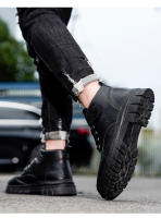 Botas Casuales Para Hombre Verano Otoño Trabajo British Antideslizante Suela Suave Comodidad Exterior Media Altura Cuero Botas Hombre Zapatos - details 19