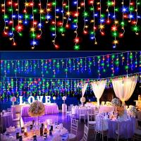Luz De Encaje De Navidad LED Cadena De Icicles 4M Decorativa Exterior Jardín Calle Faiy Light Droop 0.4-0.6m Luces De Navidad Multicolor - details 2