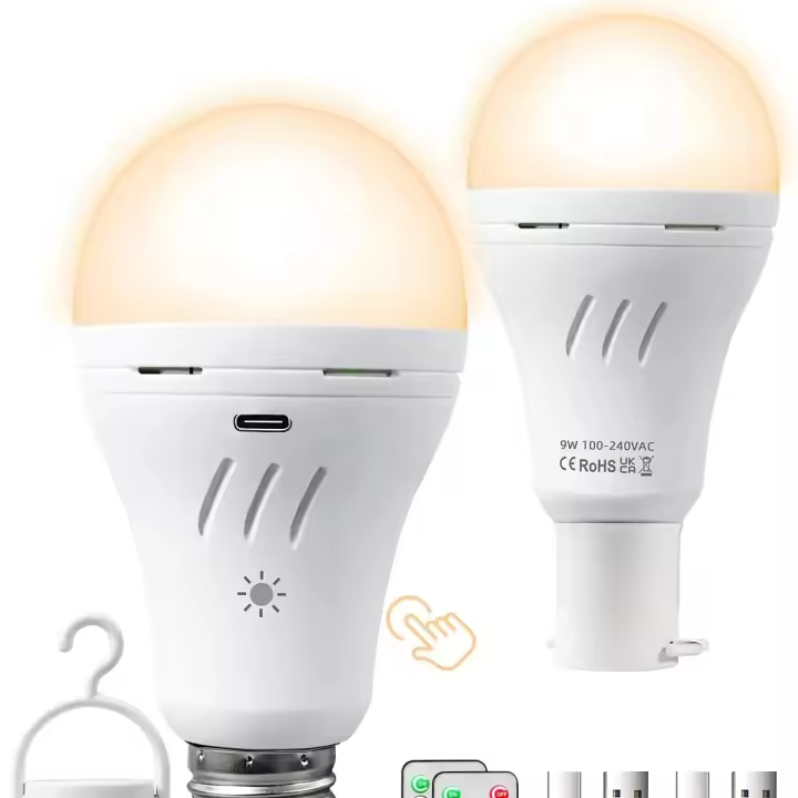 Porcheddu bomba LED recargable USB con Control remoto 3 temperaturas de color ajustables luz sin cable con temporizador para pared - 1