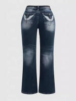 Pantalones Vaqueros Flared De Denim Para Mujer Estilo Europeo Y Americano Casual Adecuados Para Viajes Diarios Cierre De Cremallera - details 6