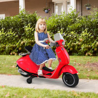 HOMCOM Moto Eléctrica Vespa Faros Música 2 Ruedas Auxiliares para Niños Mayores de 3 Años Motocicleta Infantil Autorizada 108x49x75 cm - details 1