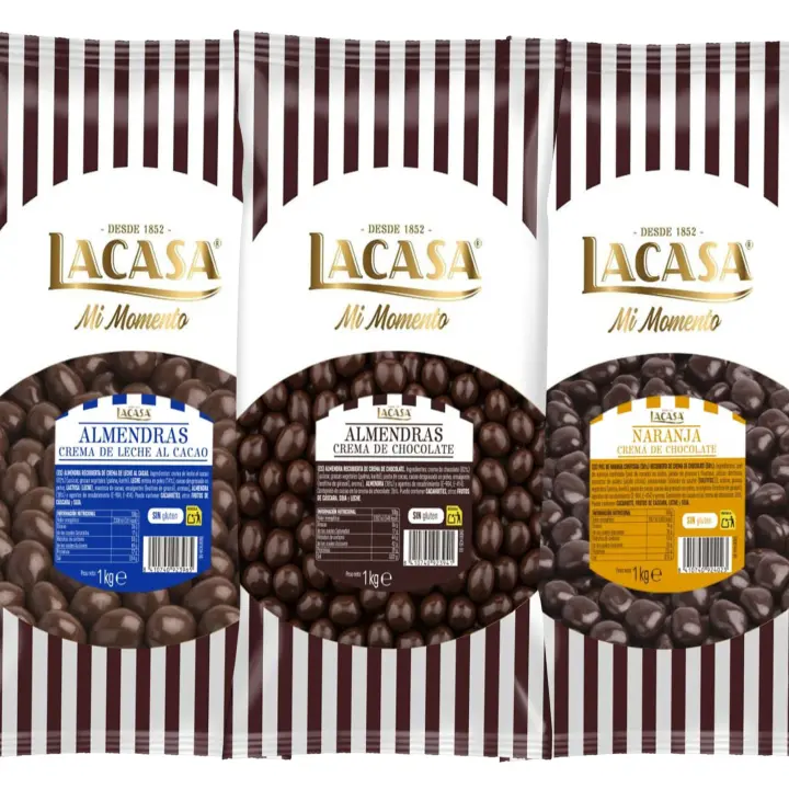 Lacasa Pack 3kg de bolas: Almendra con chocolate Negro,Almendra con chocolate con Leche, de naranja con chocolate Negro - 1